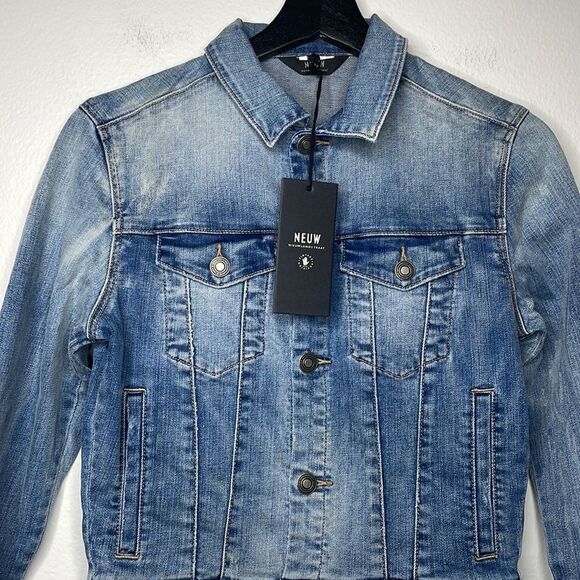 NEUW Distressed Denim Jacket Womens Size Small - Picture 3 of 13